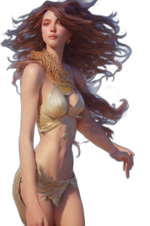 jewelry, fantasy art, concept art, photorealistic, comic book art, underwater, beach, golden transparent PNG cut-out