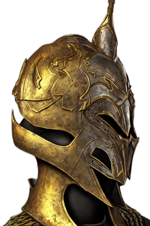 mask, crown, face, weapon, 3d render, concept art, fantasy art, photorealistic transparent PNG cut-out