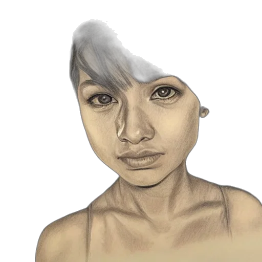 face, mask, hair, jewelry, photorealistic, 3d render, concept art, pencil sketch transparent PNG cut-out