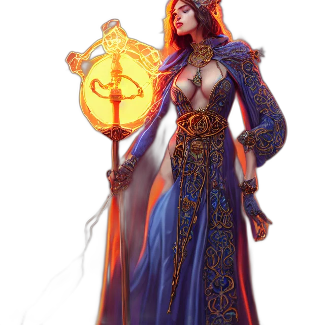 dress, staff, sword, fantasy art transparent PNG cut-out
