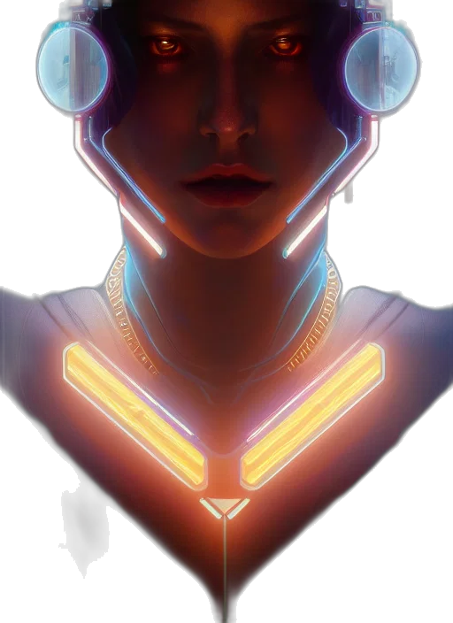robot, face, crown, jewelry, concept art, cyberpunk, comic book art, 3d render transparent PNG cut-out