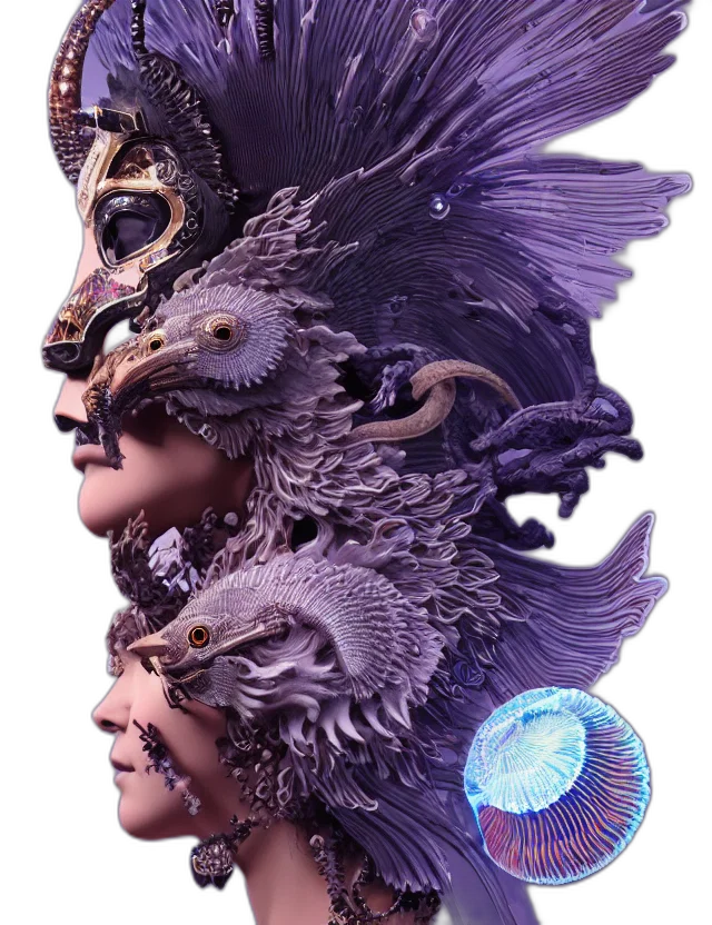 mask, dragon, creature, crown, concept art, fantasy art, 3d render, cyberpunk transparent PNG cut-out