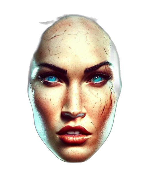 face, mask, robot, jewelry, 3d render, photorealistic, concept art, cyberpunk transparent PNG cut-out