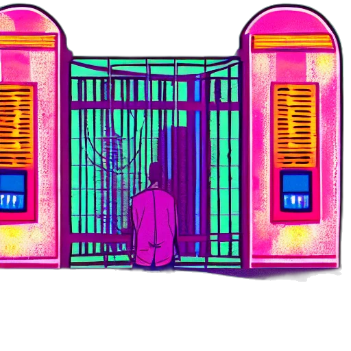 vaporwave, cyberpunk, pixel art, concept art transparent PNG cut-out