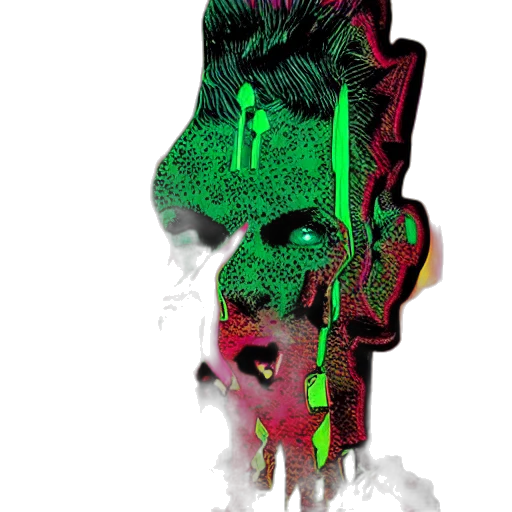mask, face, creature, crown, vaporwave, cyberpunk, 3d render, photorealistic transparent PNG cut-out