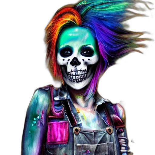 face, cyberpunk, concept art, fantasy art, photorealistic, neon lights, neon, colorful transparent PNG cut-out