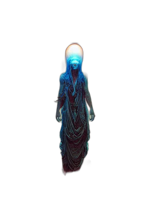 creature, dress, mask, staff transparent PNG cut-out