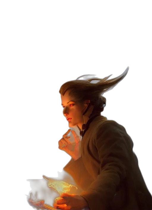 hair, staff, face, jacket transparent PNG cut-out
