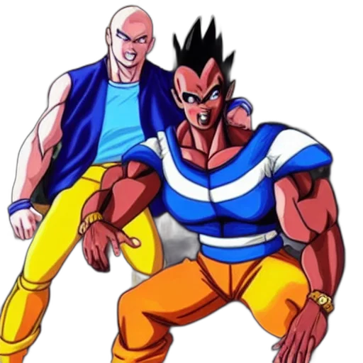 jacket, staff, concept art, comic book art, anime, cartoon, pac, vegeta transparent PNG cut-out