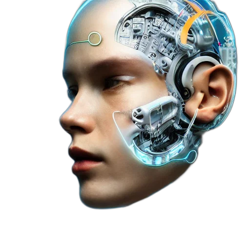 robot, face, mask, cyberpunk transparent PNG cut-out