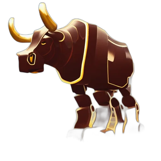 animal, concept art, 3d render, fantasy art, pixel art, giant, robotic, bull transparent PNG cut-out