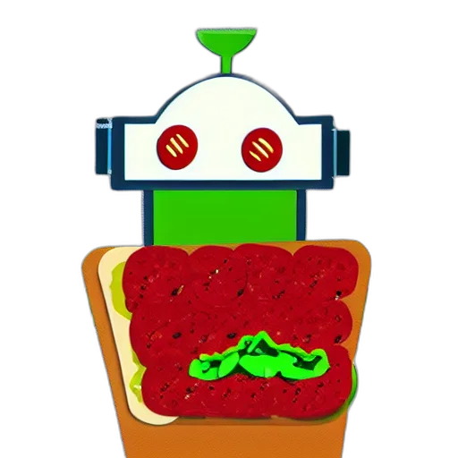 robot, food, pixel art, concept art, eating, sandwich transparent PNG cut-out