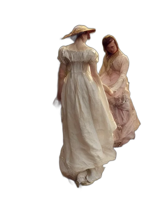 dress, hat, staff, oil painting transparent PNG cut-out