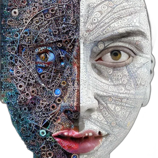 mask, face, robot, jewelry, photorealistic, concept art, 3d render, fantasy art transparent PNG cut-out