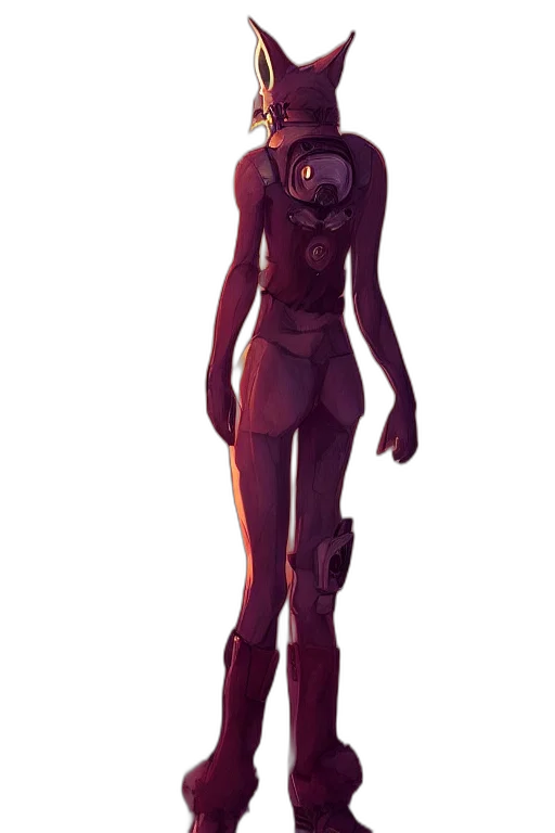robot, dress, mask, creature, concept art, cyberpunk, 3d render, pixel art transparent PNG cut-out