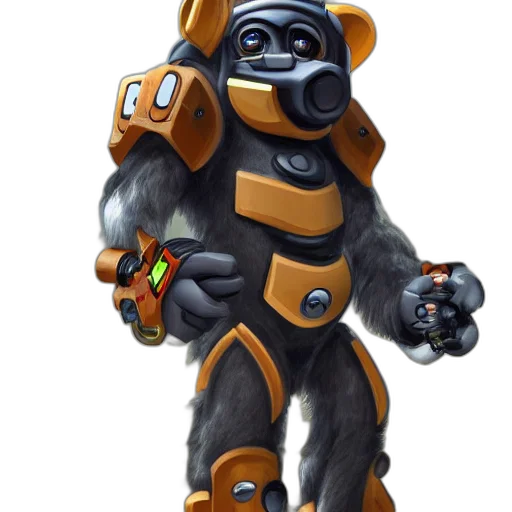 robot, animal, creature, concept art, 3d render, cartoon, fantasy art, monkey transparent PNG cut-out