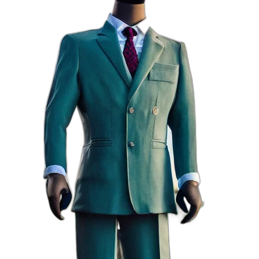 jacket, staff, robot, dress, 3d render, concept art, vaporwave, green transparent PNG cut-out