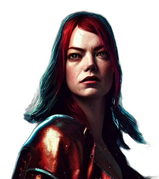 face, comic book art, concept art, fantasy art, photorealistic, red, cyberpunk, charismatic transparent PNG cut-out