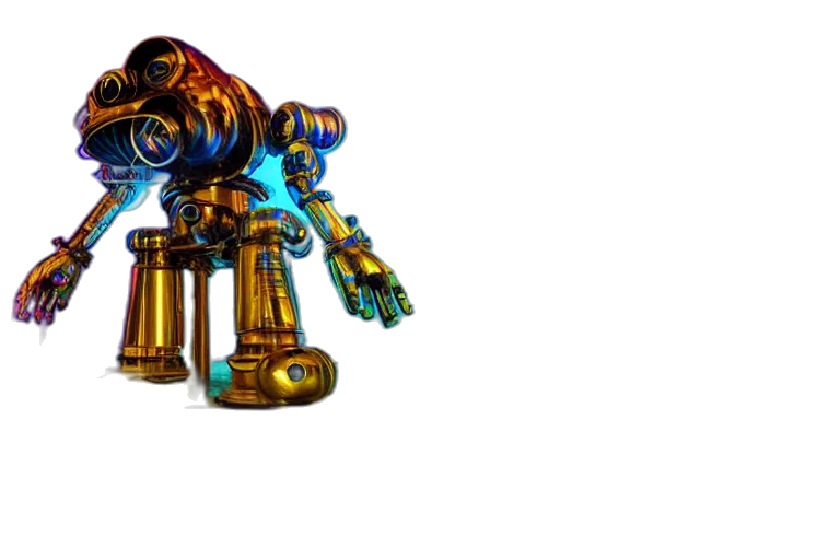 robot, weapon, staff, sword, concept art, 3d render, pixel art, fantasy art transparent PNG cut-out