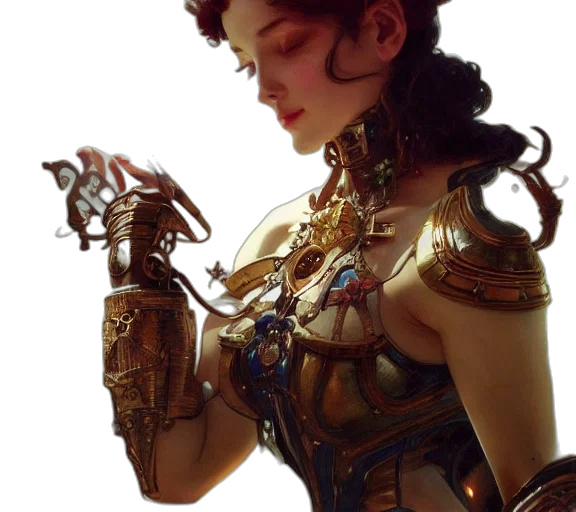jewelry, robot, sword, weapon, fantasy art, concept art, photorealistic, cyberpunk transparent PNG cut-out