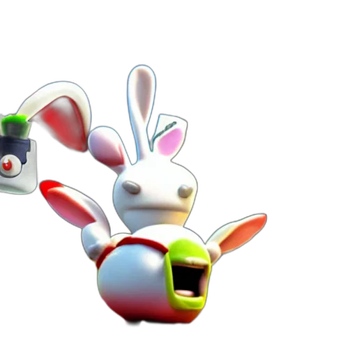 3d render, concept art, pixel art, rabbids transparent PNG cut-out