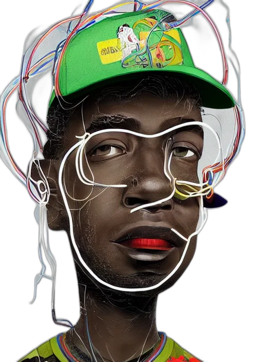 face, hat, mask, crown, cartoon, concept art, photorealistic, vaporwave transparent PNG cut-out