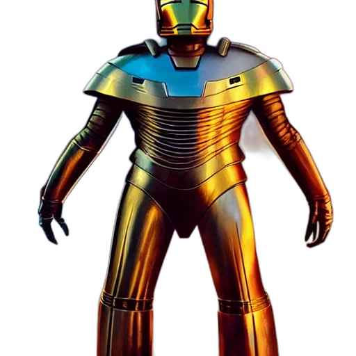 robot, 3d render, concept art, golden, elon, musk, kang, conqueror transparent PNG cut-out