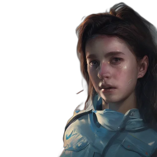 face, robot, concept art, photorealistic, fantasy art, cyberpunk, outer space, blue transparent PNG cut-out