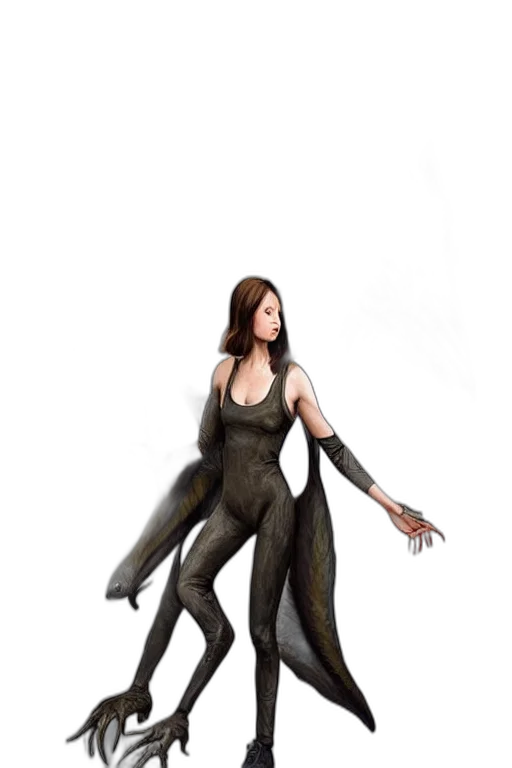 dress, creature, staff, concept art, fantasy art, 3d render, photorealistic, outer space transparent PNG cut-out