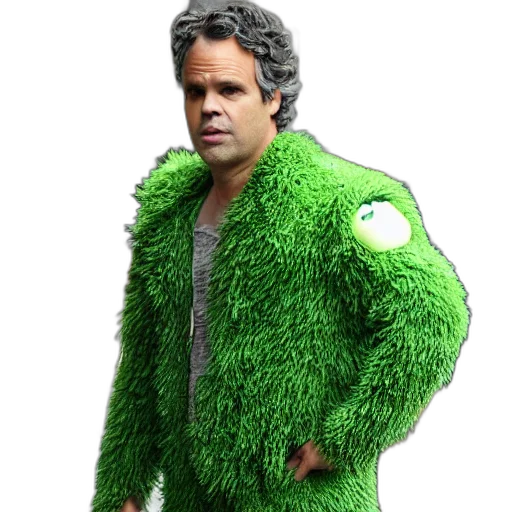 jacket, creature, animal, green, mark, ruffalo, apple, costume transparent PNG cut-out