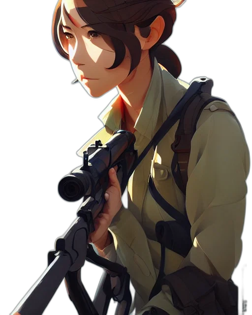 weapon, staff, jacket, face, concept art, photorealistic, anime, pixel art transparent PNG cut-out