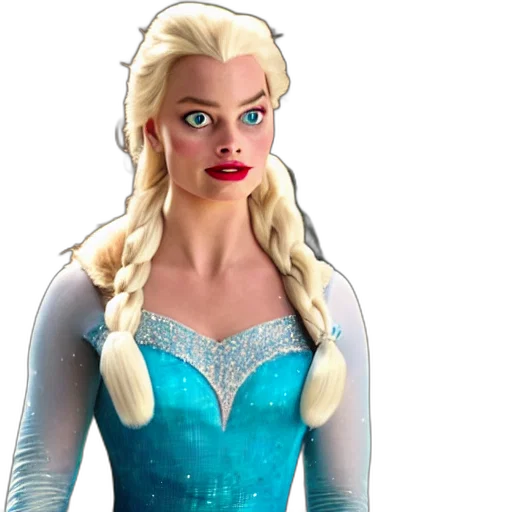 3d render, margot, robbie, elsa transparent PNG cut-out
