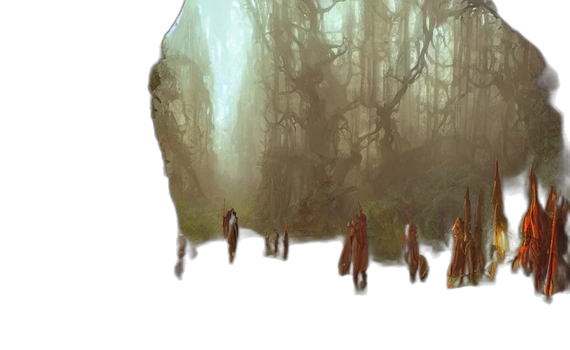 creature, tree, hair, staff transparent PNG cut-out