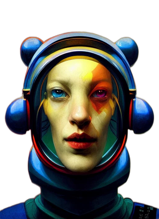 robot, face, mask, cyberpunk, concept art, 3d render, photorealistic, outer space transparent PNG cut-out