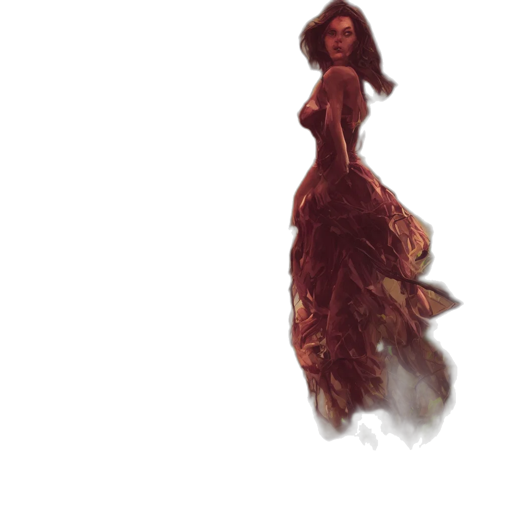 dress, hair, creature, concept art transparent PNG cut-out