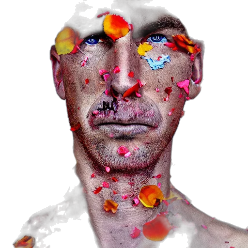face, mask, robot, creature, photorealistic, concept art, 3d render, watercolor transparent PNG cut-out