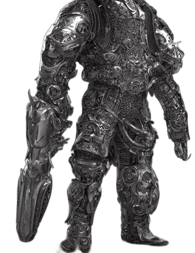 robot, weapon, sword, staff, concept art, 3d render, fantasy art, photorealistic transparent PNG cut-out