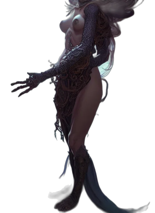 dress, staff, creature, weapon, concept art, fantasy art, cyberpunk, pixel art transparent PNG cut-out