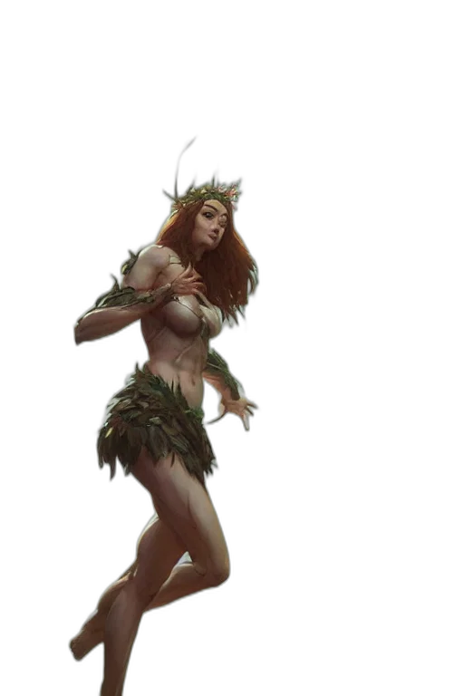 fantasy art, concept art, 3d render, forest, earth tones, green, goddess, accurate transparent PNG cut-out