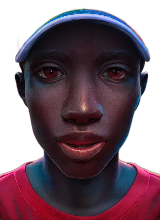 face, mask, hat, robot, photorealistic, 3d render, concept art, comic book art transparent PNG cut-out