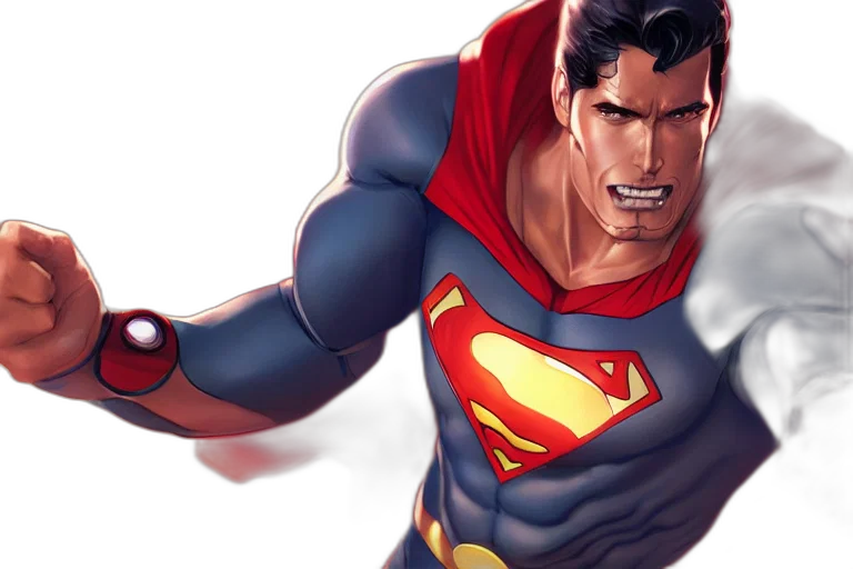 comic book art, concept art, superman, ironman, black, red, suit, single transparent PNG cut-out