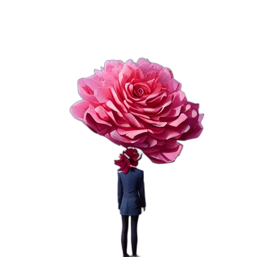 flower, crown, staff, robot, 3d render, concept art, photorealistic, cartoon transparent PNG cut-out