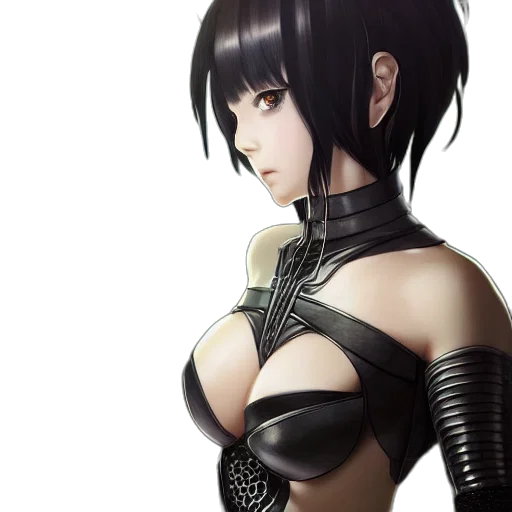 weapon, robot, dress, fantasy art, concept art, anime, cyberpunk, monochrome transparent PNG cut-out