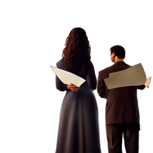 dress, staff, hyperrealistic, painting, woman, holding, some, note transparent PNG cut-out