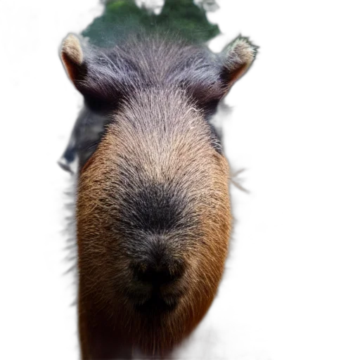 animal, hair, staff, creature, photorealistic, 3d render, antropomorphic, capybara transparent PNG cut-out