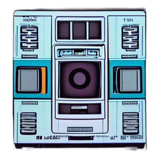 robot, furniture, mask, pixel art, concept art, 3d render, vaporwave, outer space transparent PNG cut-out