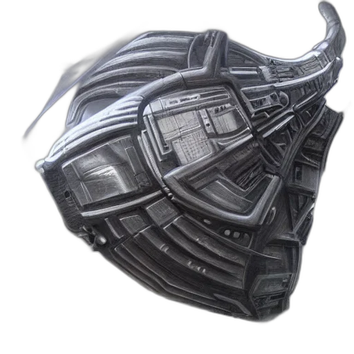 mask, hat, crown, weapon, 3d render, concept art, cyberpunk, photorealistic transparent PNG cut-out