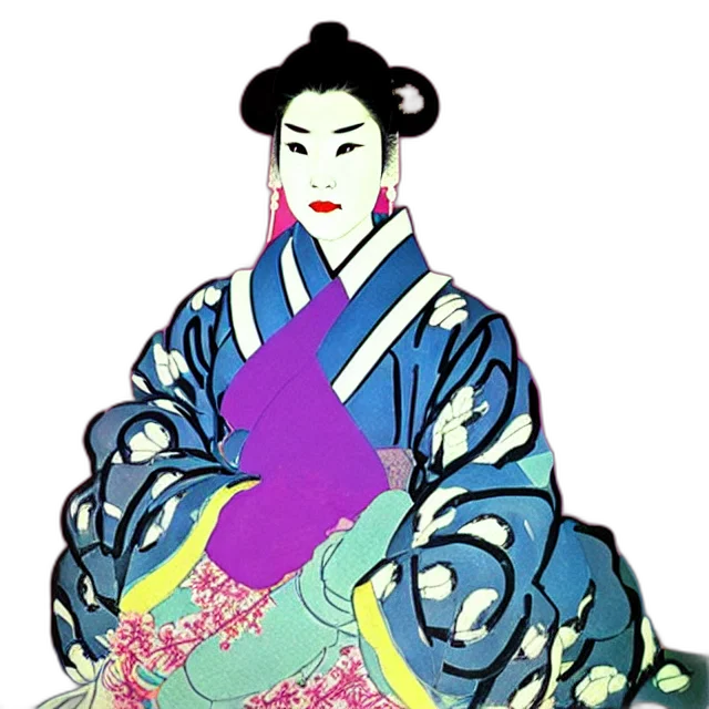 dress, staff, jewelry, face, vaporwave, pixel art, anime, cartoon transparent PNG cut-out
