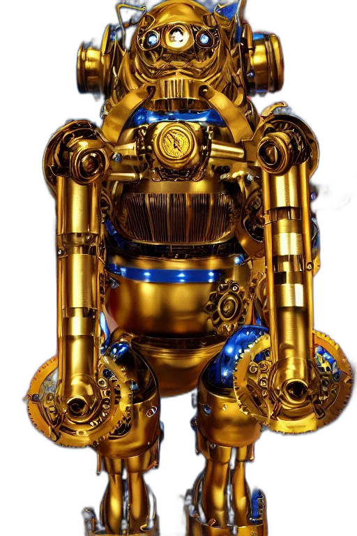 robot, weapon, staff, animal, 3d render, concept art, golden, portrait transparent PNG cut-out