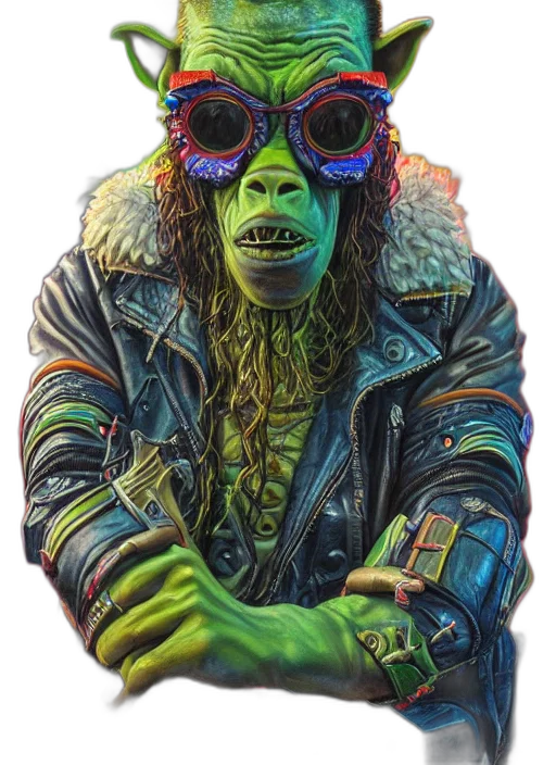 jacket, mask, creature, face, concept art, cyberpunk, photorealistic, comic book art transparent PNG cut-out